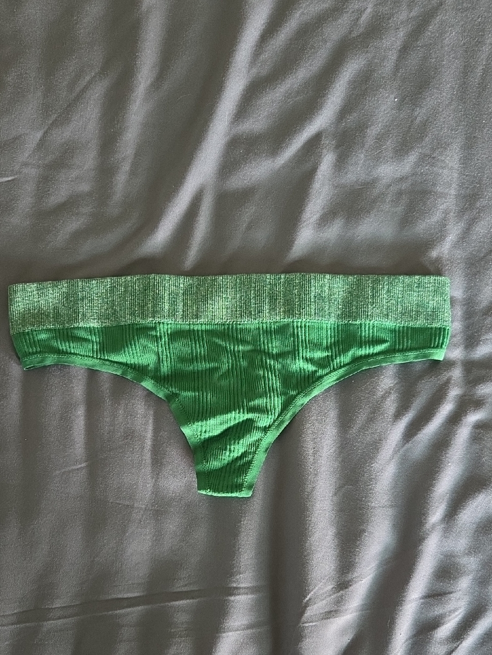 Aerie Emerald Green Ribbed Thong Panties with Shimmer Waistband. NWT!